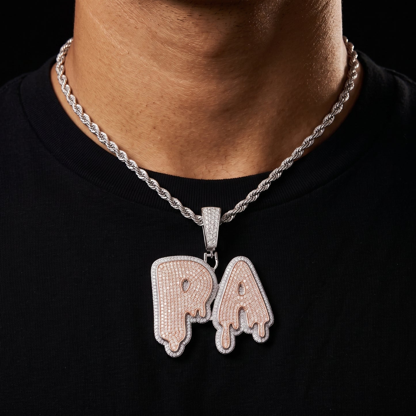 Layered Dripping Custom Letter Pendant - Different Drips