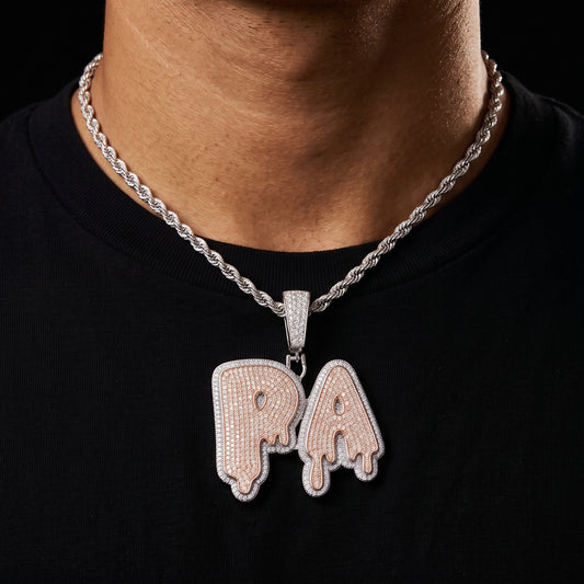 Layered Dripping Custom Letter Pendant - Different Drips