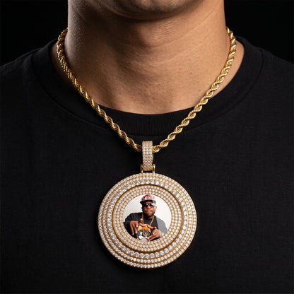 Iced Large Spinning Custom Picture Pendant - Different Drips