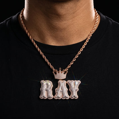 Crowned Layered Bubble Custom Letter Pendant - Different Drips