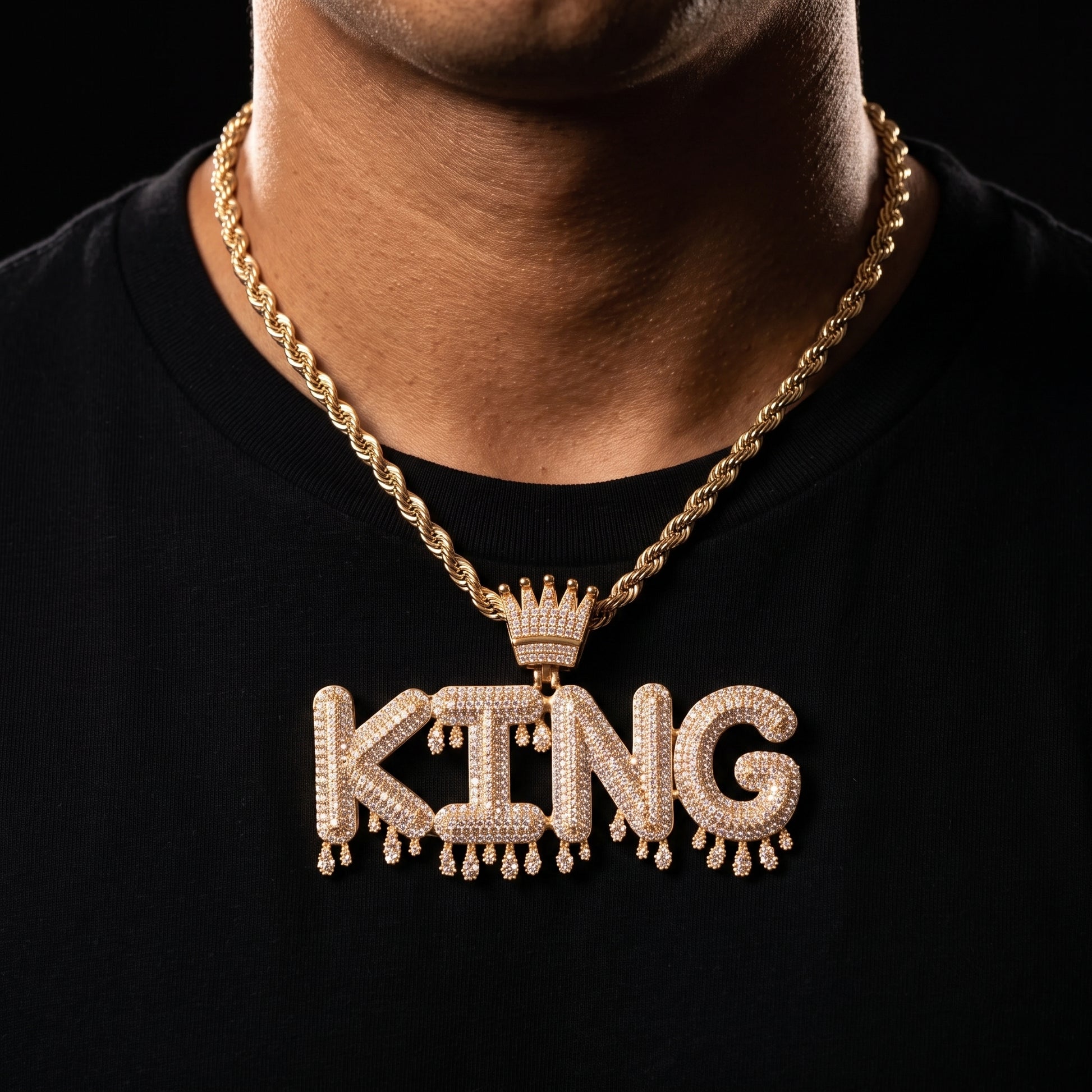 Crowned Drip Custom Letter Pendant - Different Drips