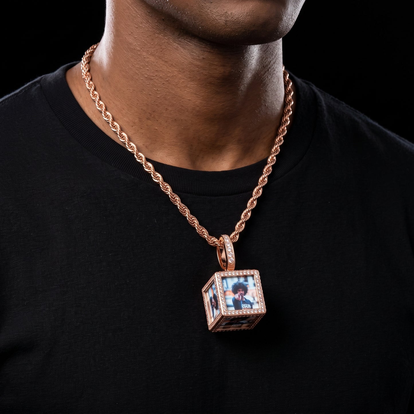 3D Cube Custom Photo Pendant - Different Drips