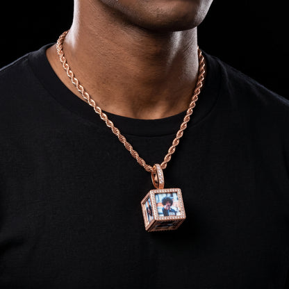 3D Cube Custom Photo Pendant - Different Drips