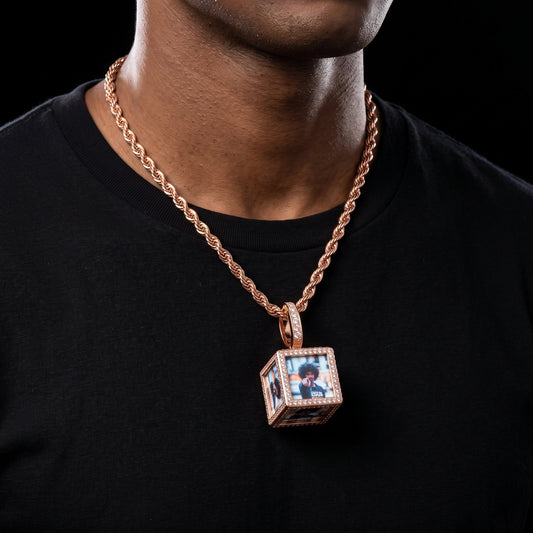 3D Cube Custom Photo Pendant - Different Drips
