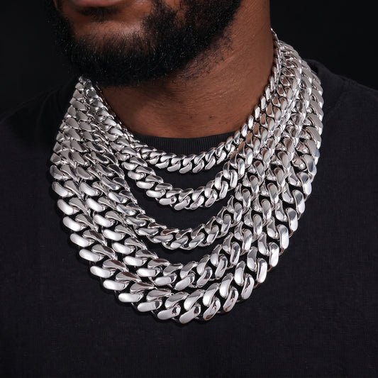 10-22mm Solid 18k Gold Plated Miami Cuban Link Chain