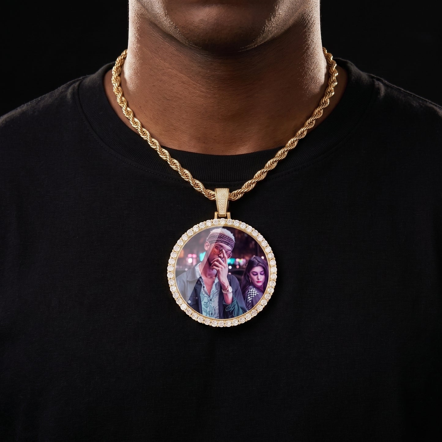 Large Round Custom Photo Pendant - Different Drips