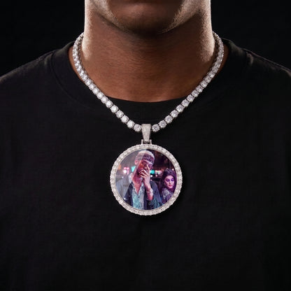 Large Round Custom Photo Pendant - Different Drips