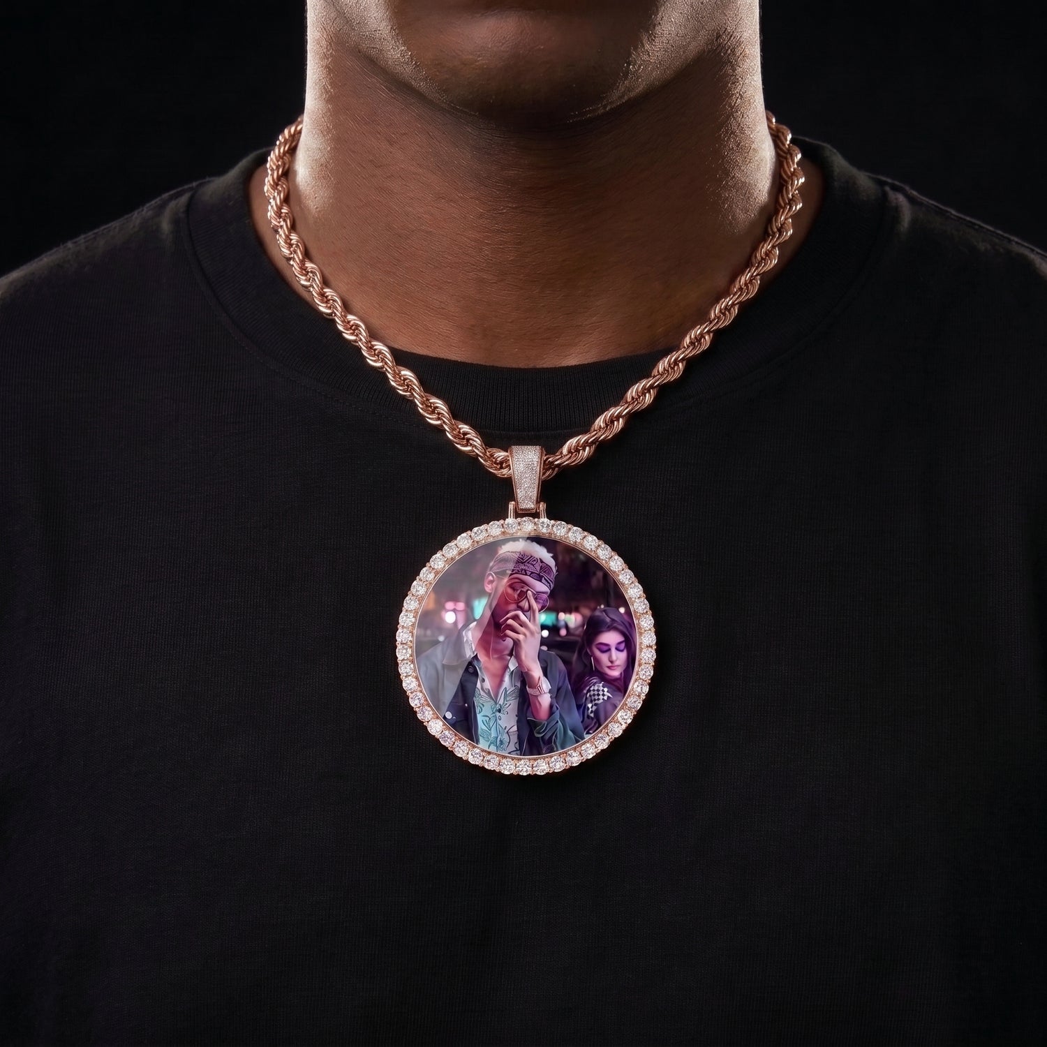Large Round Custom Photo Pendant - Different Drips