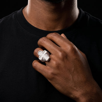 Wide Baguette Cross Ring - Different Drips