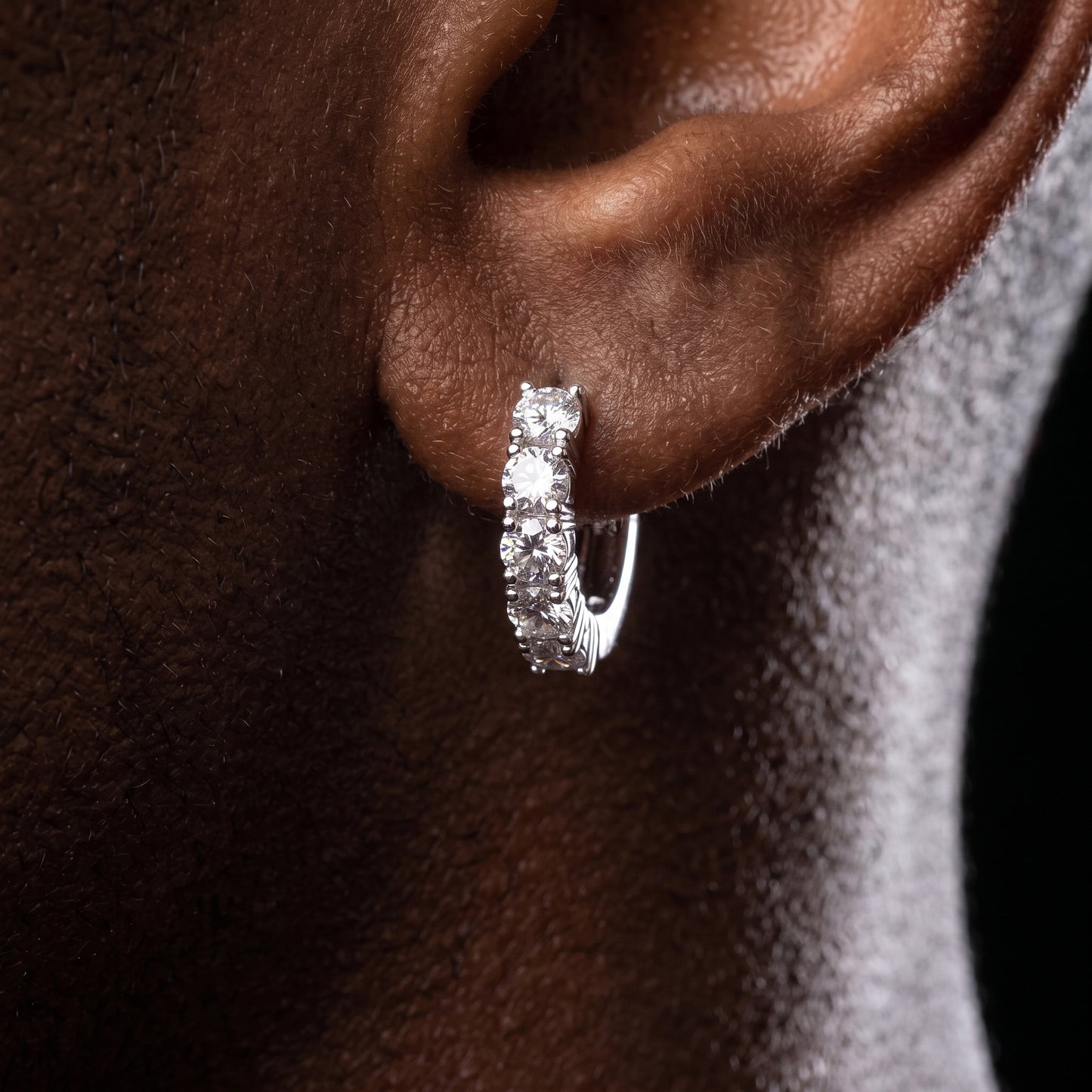 Iced Single Row Hoop Earrings - Different Drips