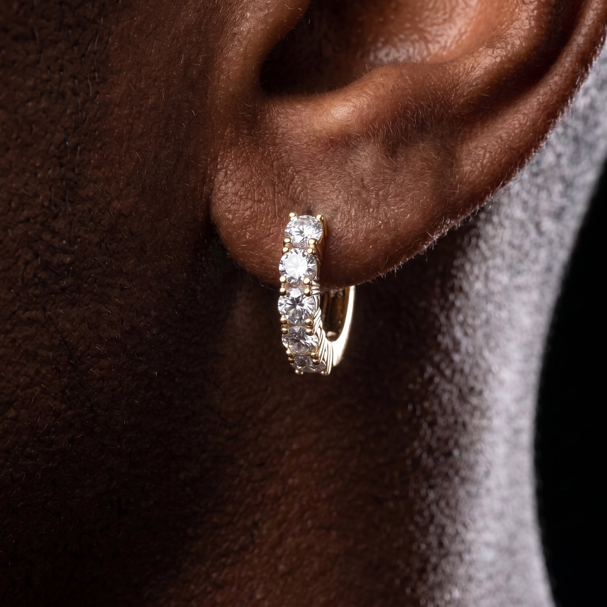 Iced Single Row Hoop Earrings - Different Drips