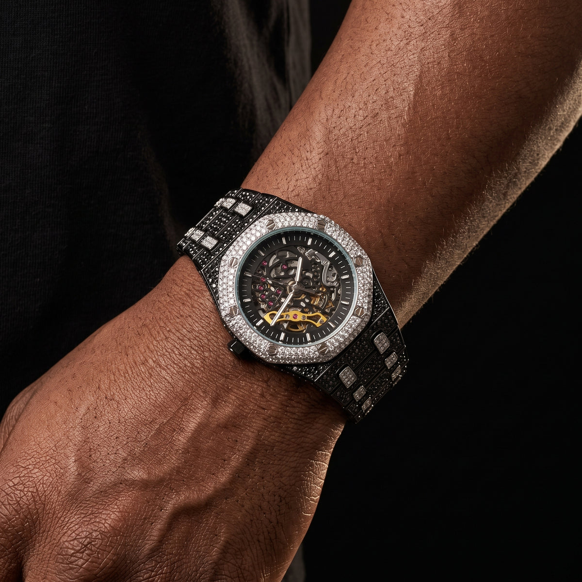 Iced Mechanical Octagonal Shaped Watch - Different Drips