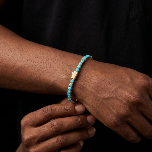 Turquoise Round Cut Tennis Bracelet - Different Drips