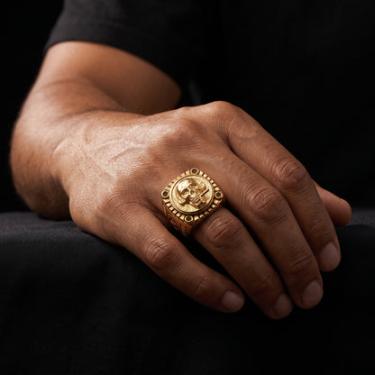 Smoking Skull Chunky Signet Ring