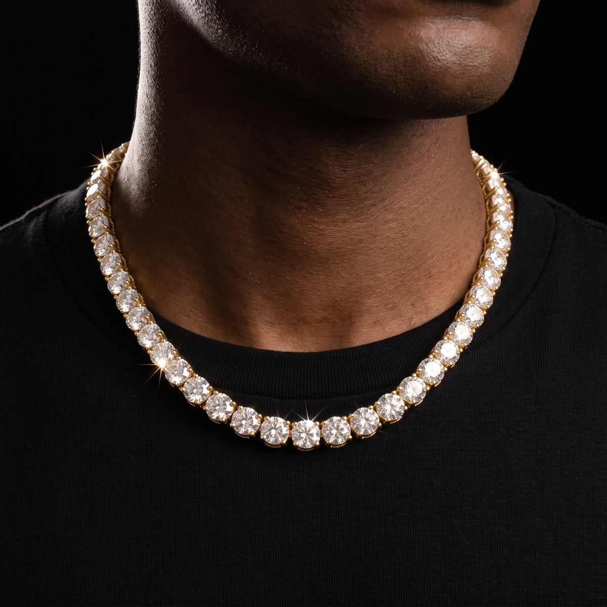 Moissanite Tennis Chain 18k Gold (All Sizes) - Different Drips
