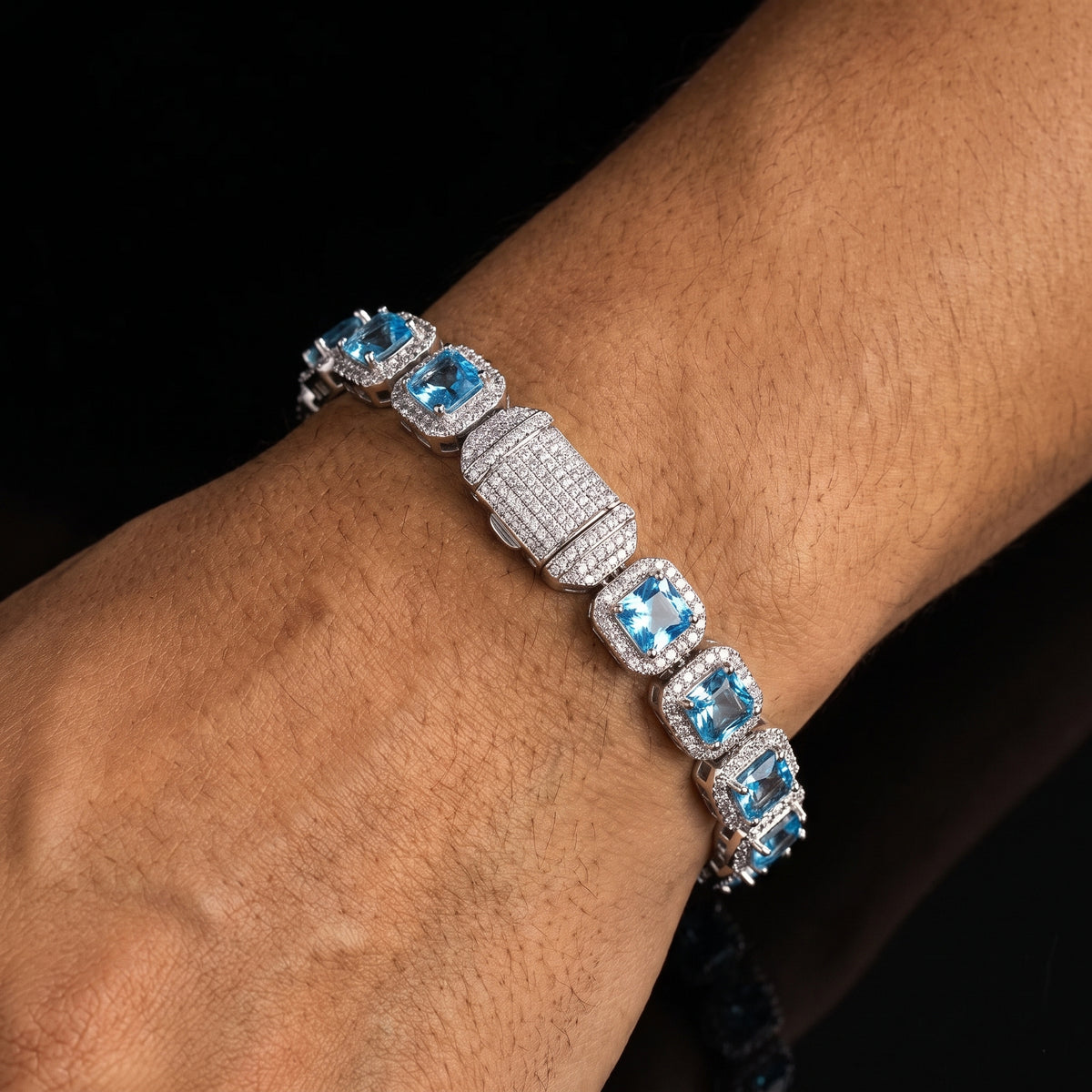 10mm Blue Stone Clustered Tennis Chain - Different Drips