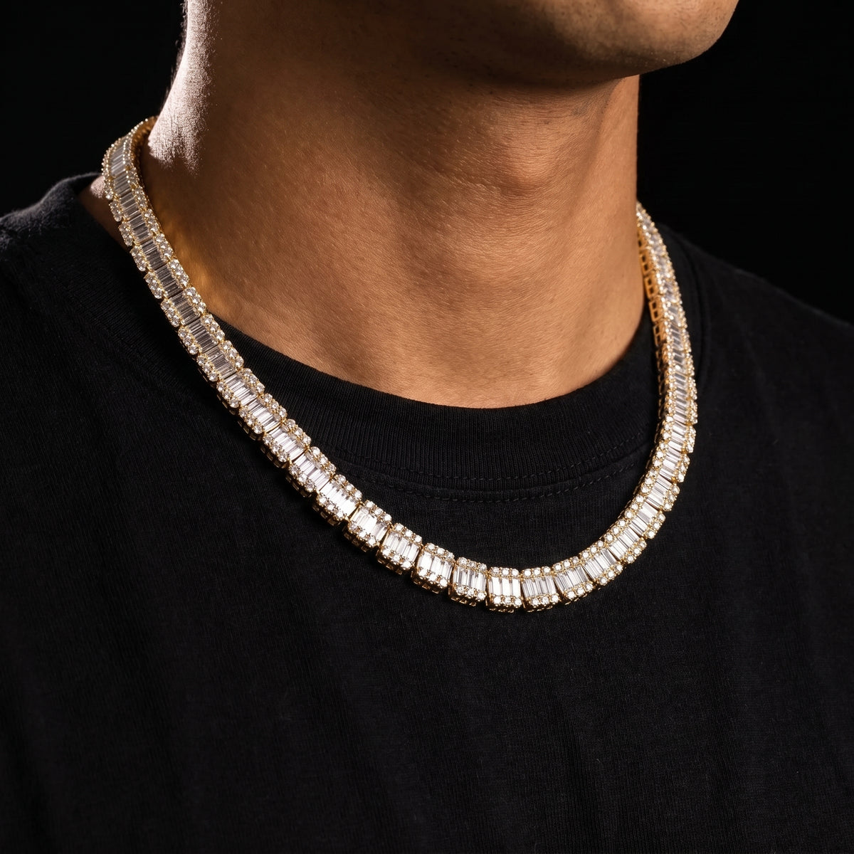 14mm S925 Moissanite Baguette Tennis Chain - Different Drips