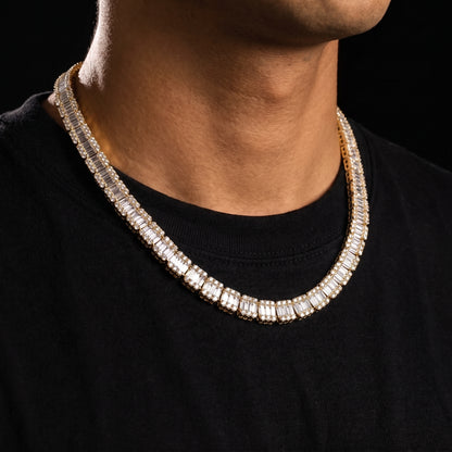 14mm S925 Moissanite Baguette Tennis Chain - Different Drips