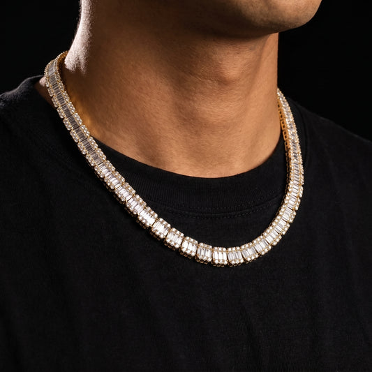 14mm S925 Moissanite Baguette Tennis Chain - Different Drips