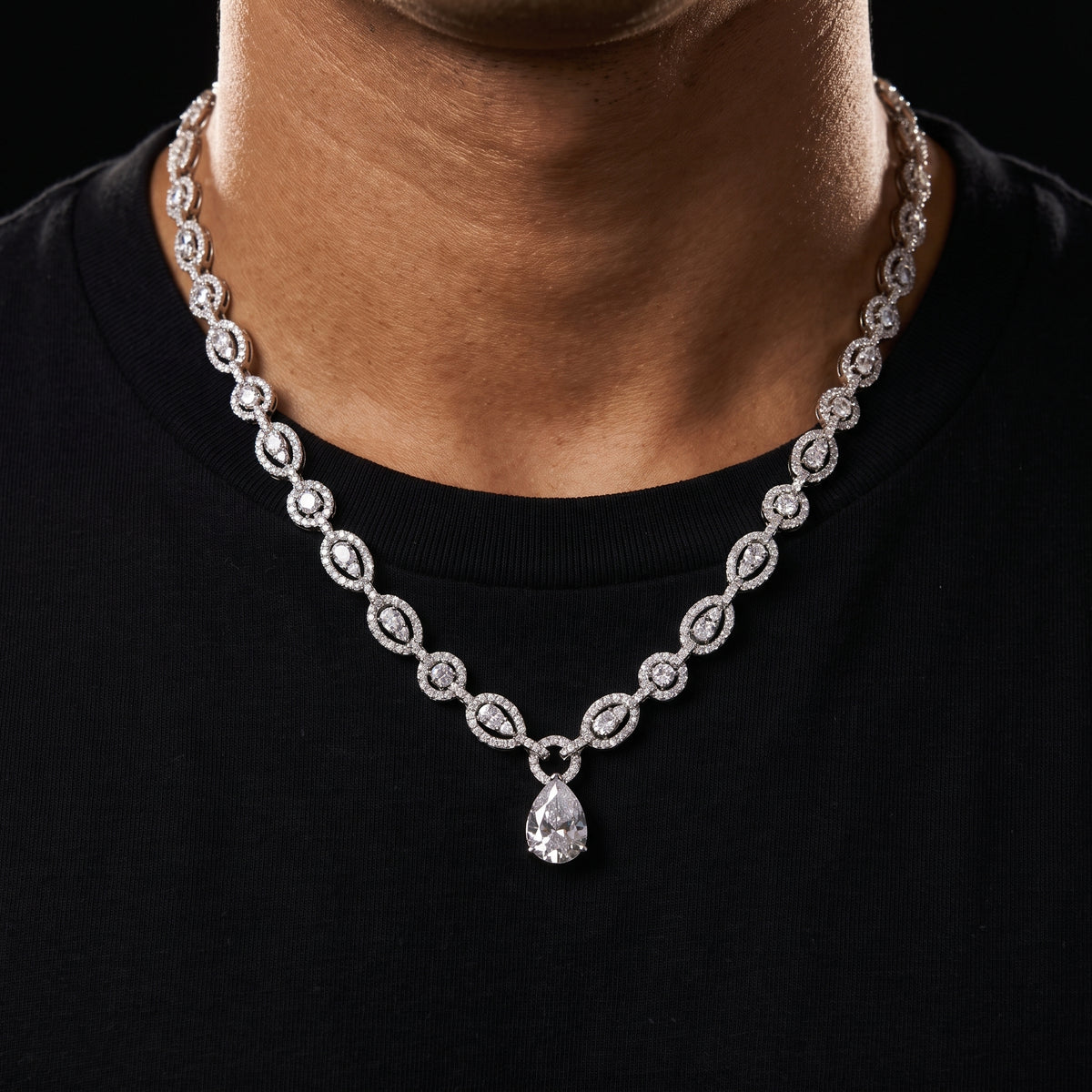S925 Moissanite Diamond Double-Circle Link Necklace - Different Drips