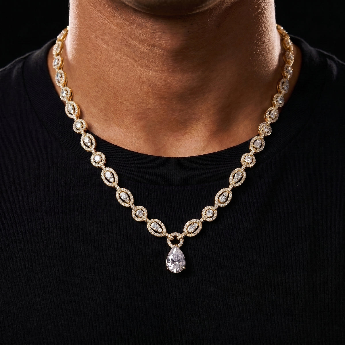 S925 Moissanite Diamond Double-Circle Link Necklace - Different Drips