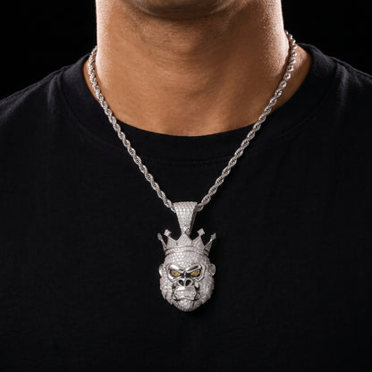 Moissanite Crowned Gorilla Head Pendant - Different Drips