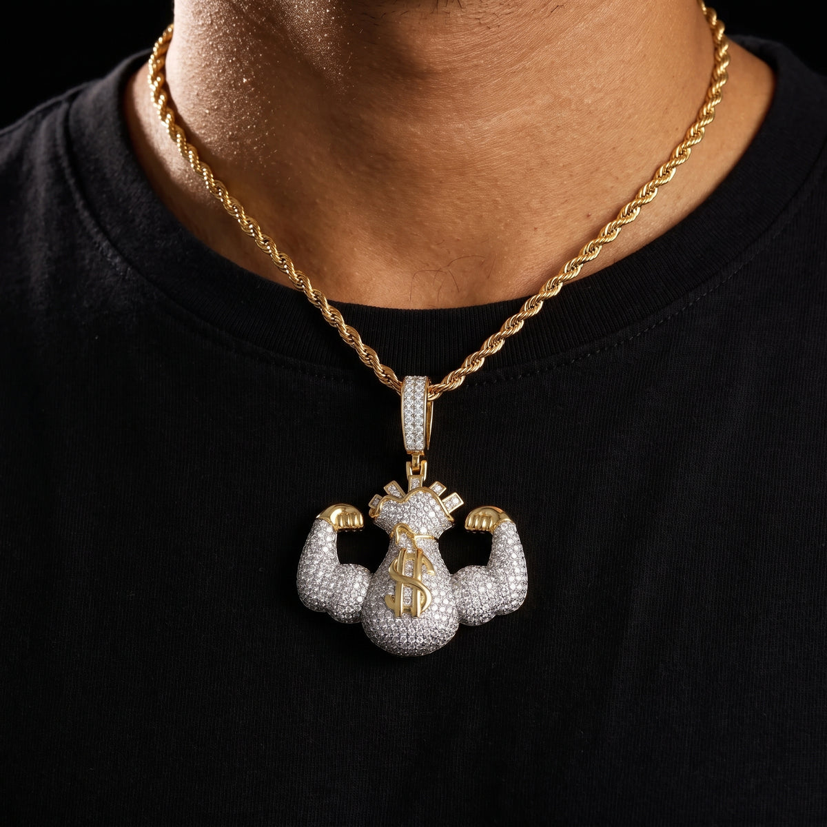 S925 Moissanite Diamond Big Bread Money Bag Pendant - Different Drips