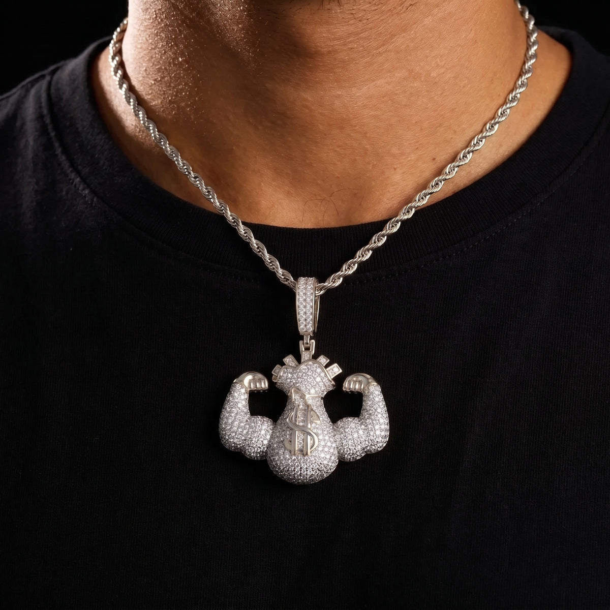 S925 Moissanite Diamond Big Bread Money Bag Pendant - Different Drips