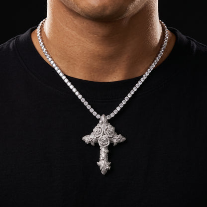 S925 Moissanite Diamond Rose Cross Pendant - Different Drips