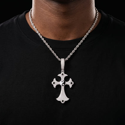S925 Moissanite Tai Chi Ying Yang Cross Pendant - Different Drips