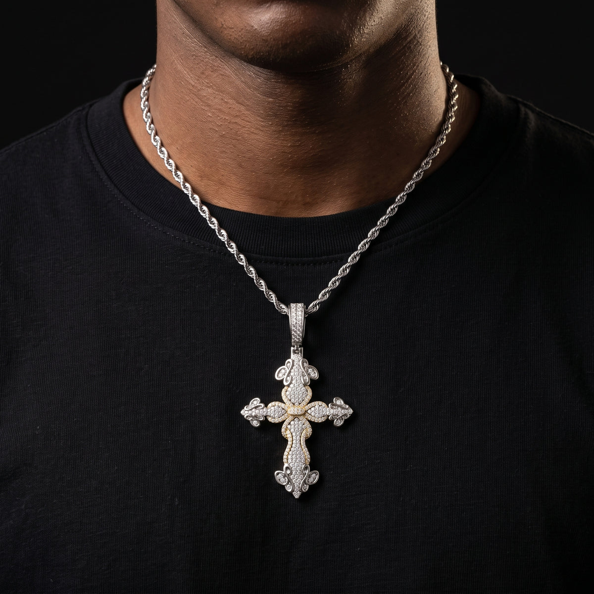 S925 Moissanite Diamond Clover Cross Pendant - Different Drips