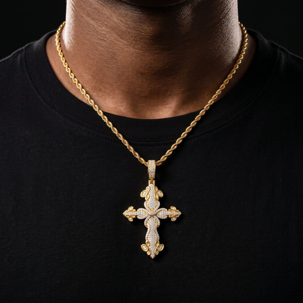 S925 Moissanite Diamond Clover Cross Pendant - Different Drips