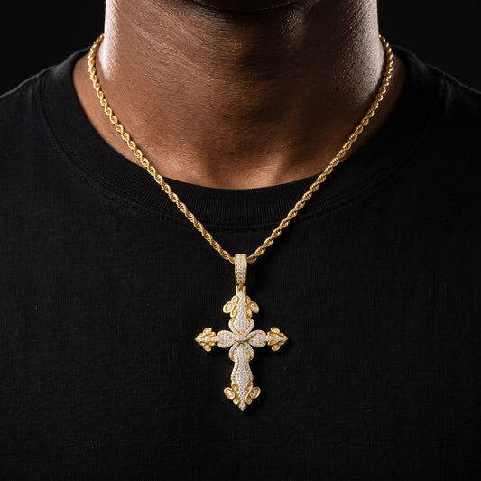 S925 Moissanite Diamond Clover Cross Pendant - Different Drips