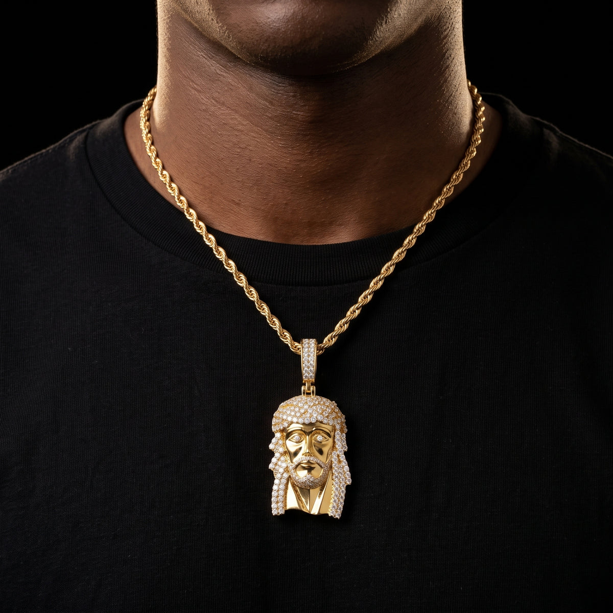 S925 Moissanite Diamond Solid Jesus Head Pendant - Different Drips