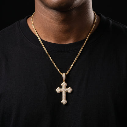S925 Moissanite Round-Tipped Cross Pendant - Different Drips