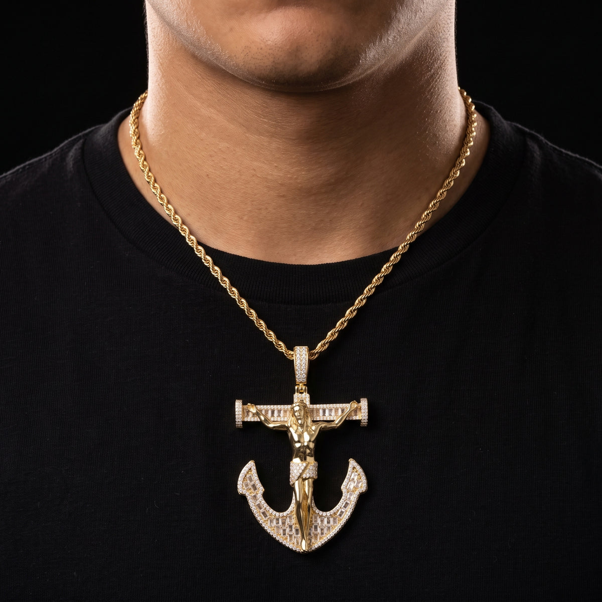 S925 Moissanite Anchor Crucifix Pendant - Different Drips