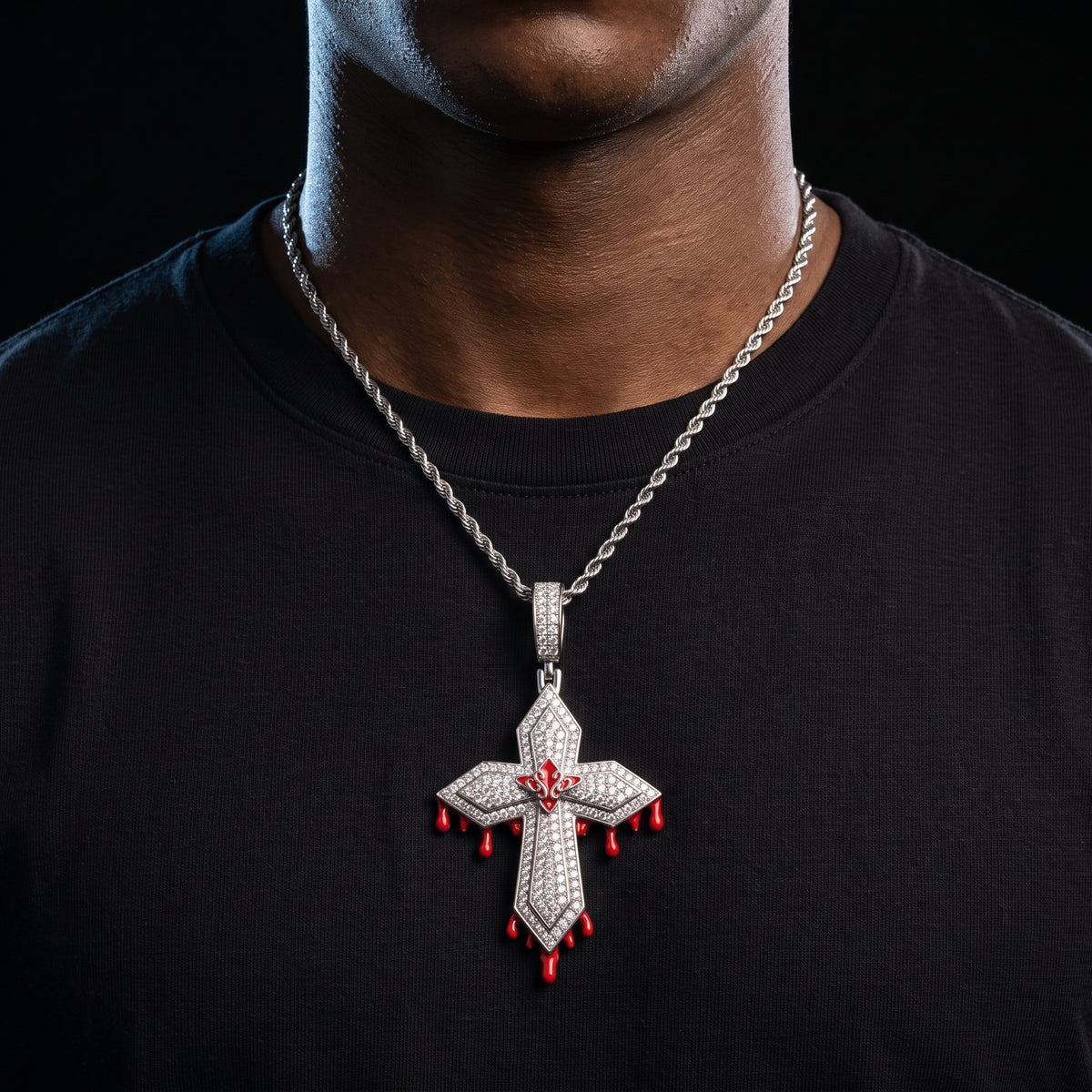 S925 Moissanite Dripping Cross Pendant - Different Drips