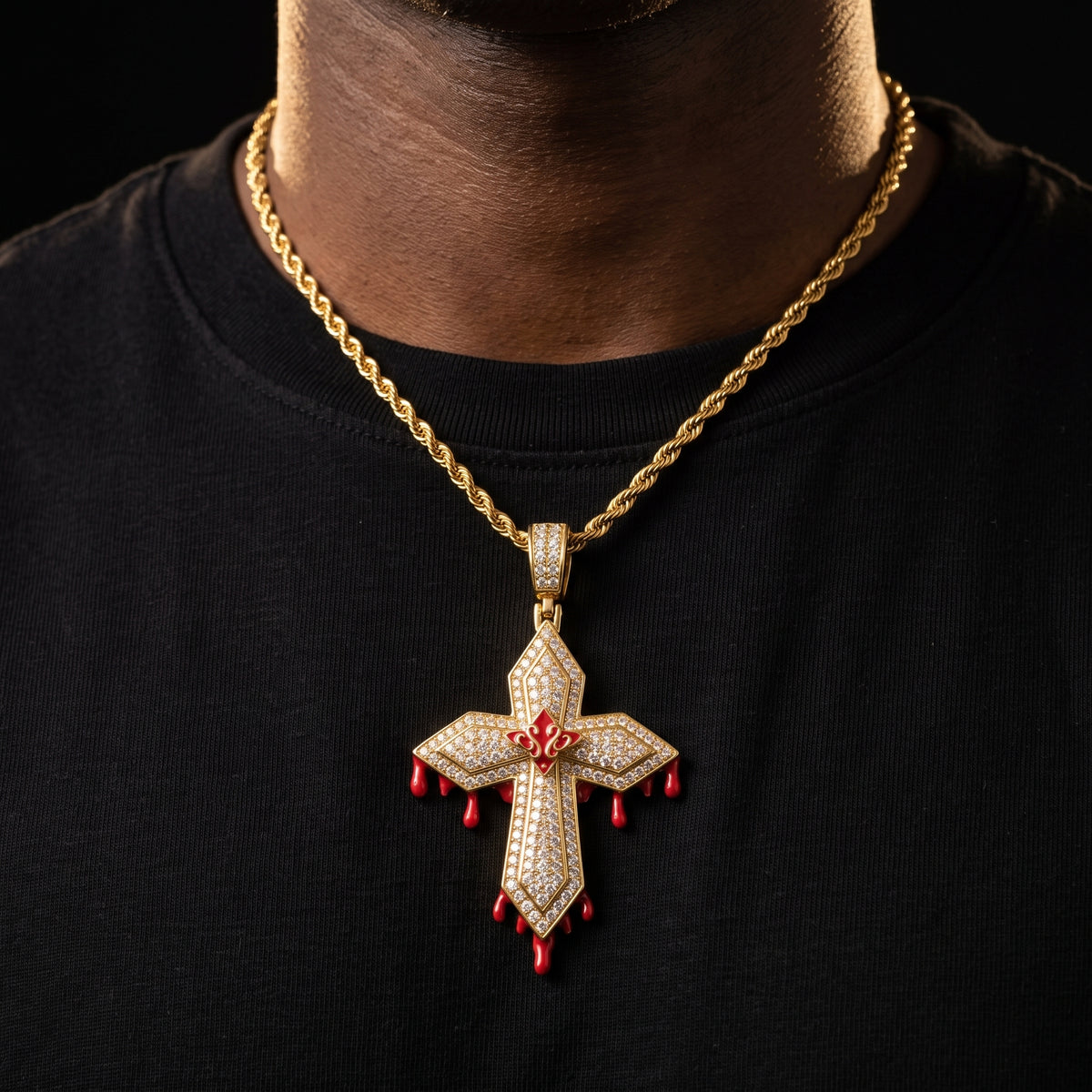 S925 Moissanite Dripping Cross Pendant - Different Drips
