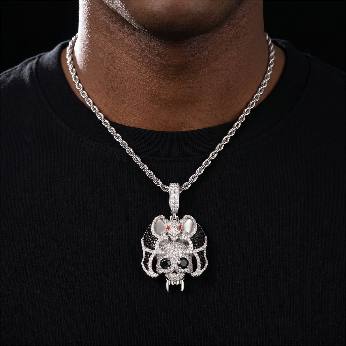 S925 Moissanite Diamond Bat Skull Pendant - Different Drips