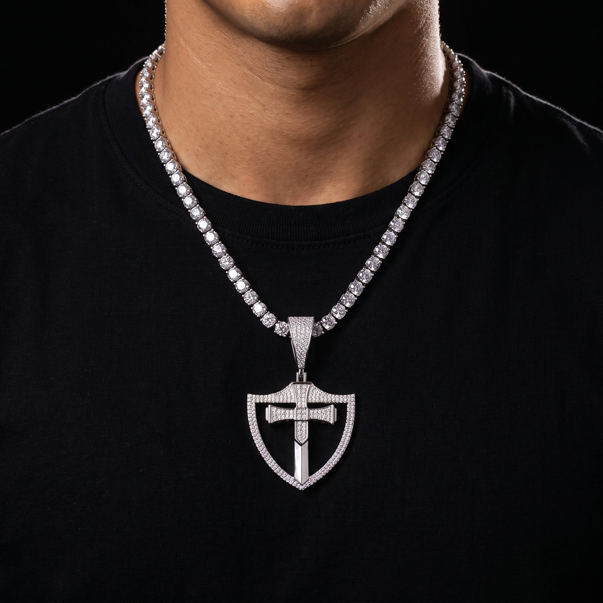 S925 Moissanite Shield Cross Pendant - Different Drips