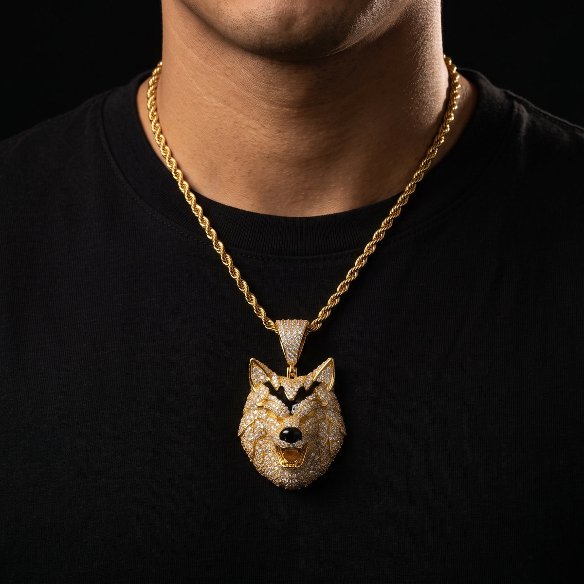 Moissanite Iced Wolf Head Pendant - Different Drips