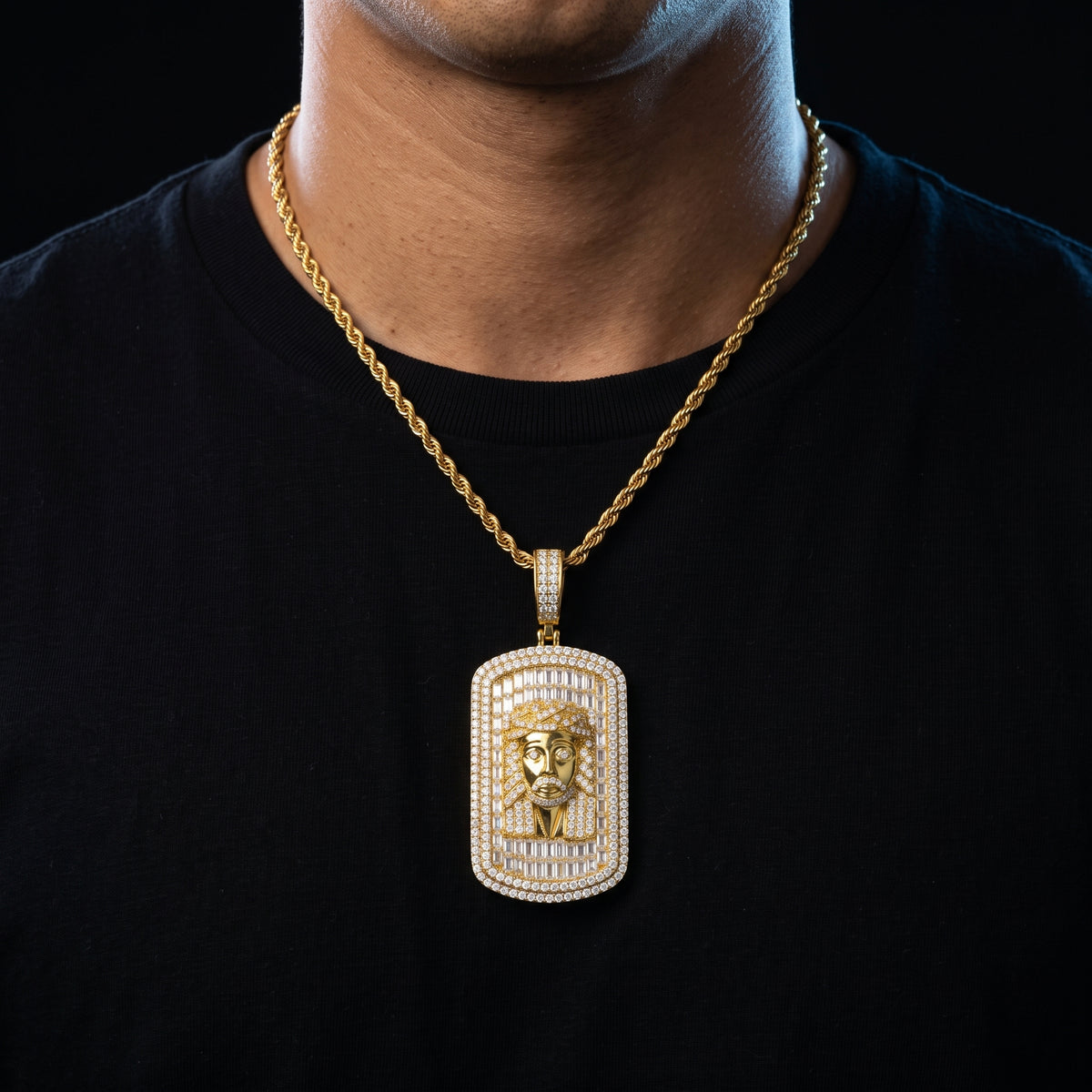 S925 Moissanite Rectangular Jesus Pendant - Different Drips