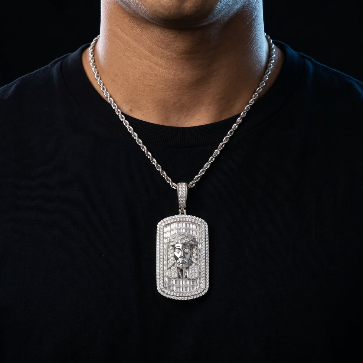 S925 Moissanite Rectangular Jesus Pendant - Different Drips