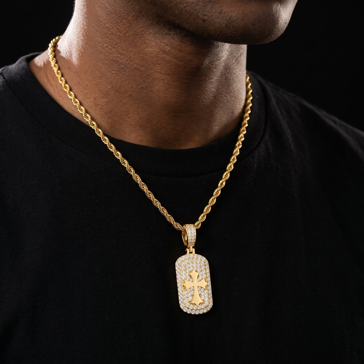 S925 Moissanite Cross Dog Tag Pendant - Different Drips