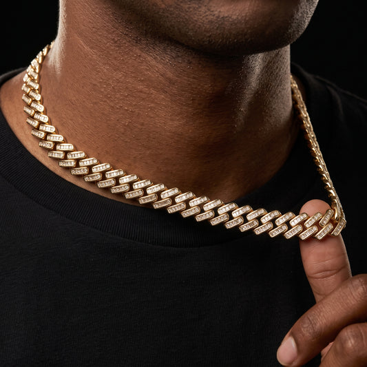 12mm Baguette Prong Cuban Link Chain