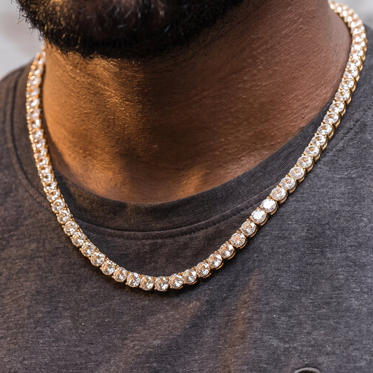 5mm Round Cut Clustered Tennis Chain