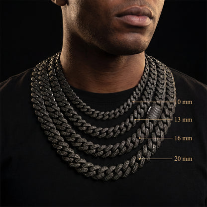 Black Iced Out Prong Cuban Link Chain - Different Drips