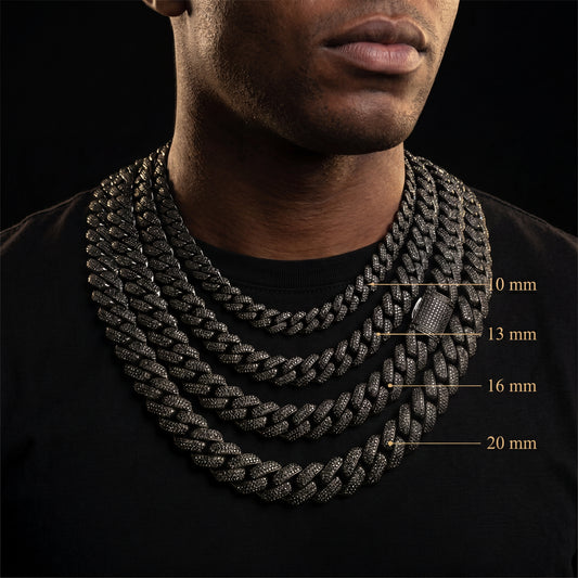 Black Iced Out Prong Cuban Link Chain - Different Drips