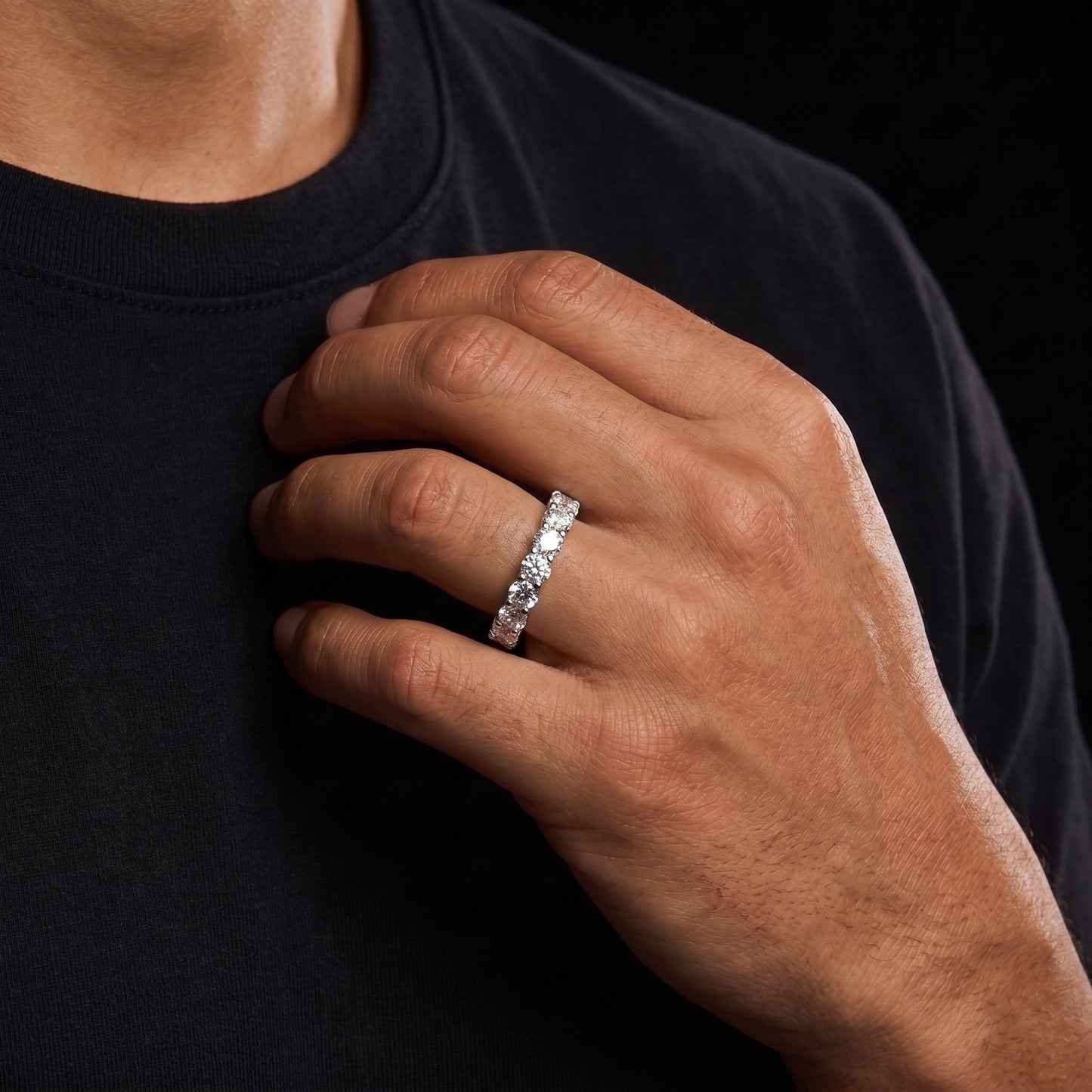 3mm S925 Moissanite Eternity Ring - Different Drips