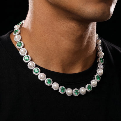9mm S925 Green Moissanite Pearl Chain - Different Drips